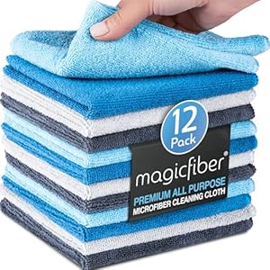 MagicFiber Microfiber Cleaning Cloth – 12 Pack, Large 13″ x 11” Highly Absorbent Streak-Free Micro Fiber Cleaning Rags Towels for House, Car, Windows, Housekeeping, Household Dusting, Kitchen