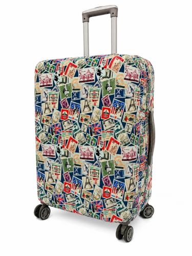 Image of Printed Luggage Cover for Traveling Bag & Suitcase - Stretchable & Scratchproof Trolley Protector with Velcro Lock & Lightweight Washable Material(Suitcase Bag Not Included, Only Cover in Product)