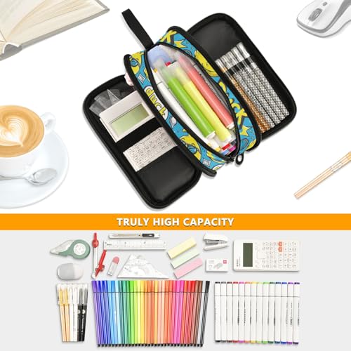 Image of Rubber Duck Bubbles Pattern Pencil Case 3 Compartment Pen Bag Pouch Holder Box School Portable Stationery Storage Bag for Girls Boys