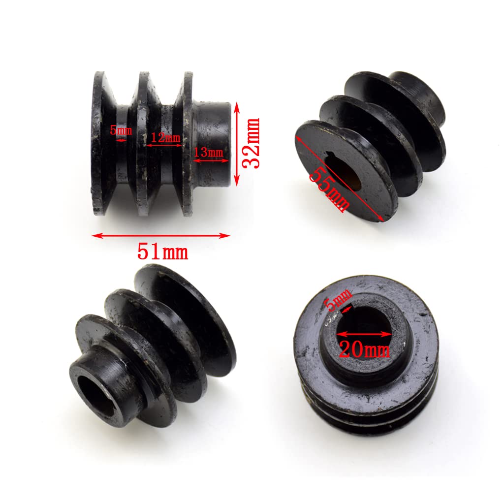 Polea de Correa en V Doble Ranura 35mm OD 20mm ID para Motores 168F 170F GX110 GX120 GX160 GX200 7HP ATV Go Kart