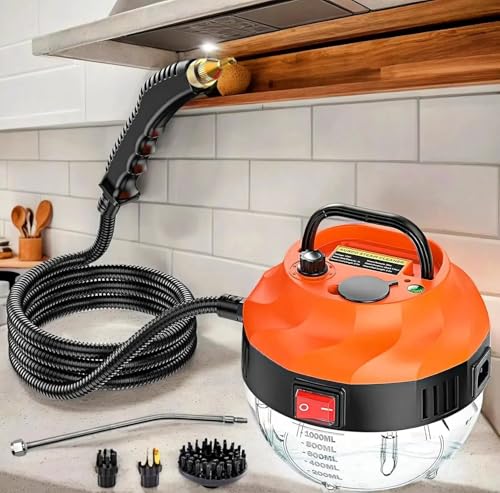 Vaporeta Limpieza Hogar, 2500W Maquina Limpiar Tapicerias con 6 Velocidades Ajustables y 3 Tipos de Cabezales para la Limpieza Doméstica de Cocina, Textiles, Derrames, Azulejos, Coche y Baño