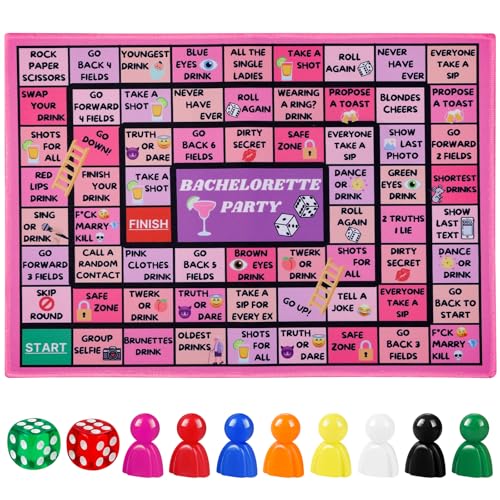 Fofeadm Bachelorette Party Drinking Games for Adults Rubber Mat Drinking Board Game Funny Party Interactive Drinking Games for Girls Night Bachelorette Party Age 21+ 2-8 Players