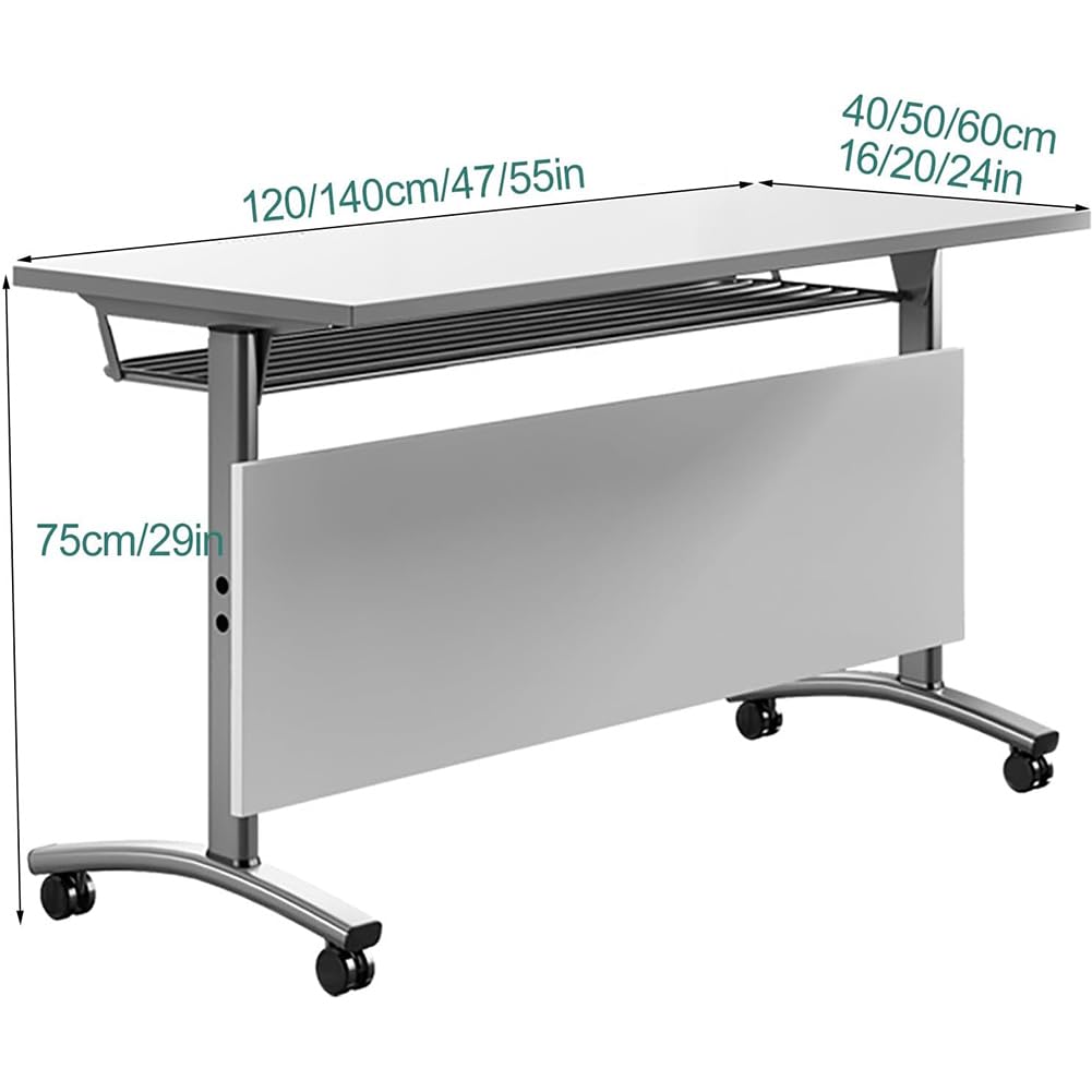 Faltbarer Konferenzraumtisch mit Klappdeckel, mobiler Comter Schreibtisch auf Rädern, 140 x 40 x 75 cm, perfekt für Bürobesprechungen und Trainingseinheiten