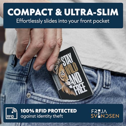 Image of Slim RFID Blocking Card Holder & Money Clip - Aluminum Wallet for Men & Women - Front Pocket Metal Minimalist Wallet Holds 15 Cards - Credit Card Holder - Durable, Lightweight, Unique Engraved Design