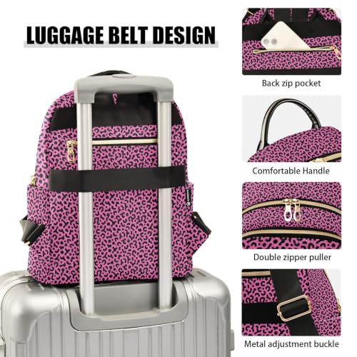 Mochila de leopardo con 3 bolsillos de cremallera en talla S para mujer 4