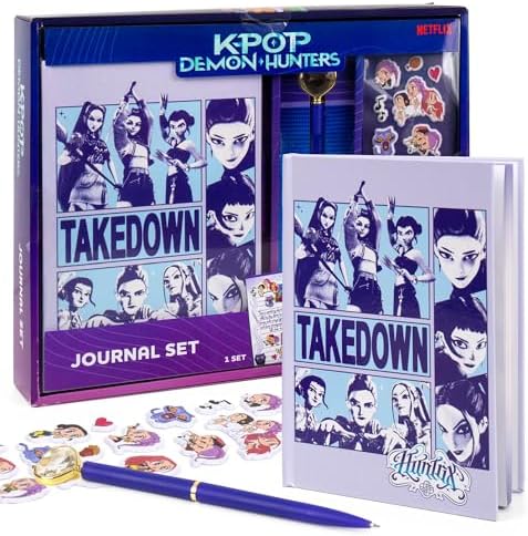 Kpop Demon Hunters™ Journal Set, 40 Double-Sided Lined Pages, Bonus Kpop Stickers & Pen, Official K Pop Demon Hunters Merch for K-Pop Fans, Students, Teens