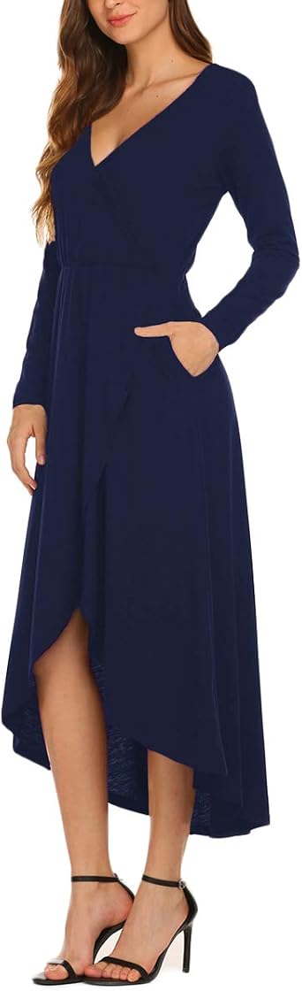 Hount Womens Summer Sleeveless Patchwork Floral Print Asymmetrical Maxi Dresses with Pockets