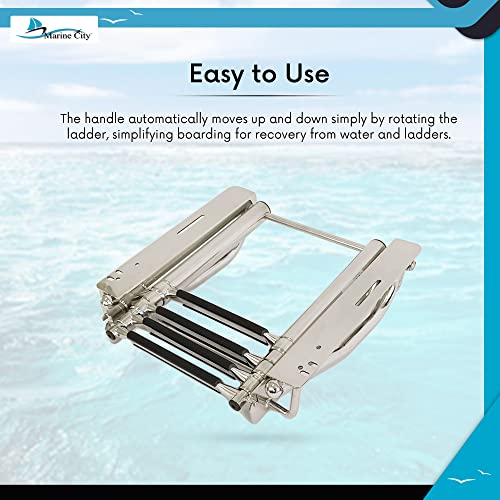 Marine City 316 Stainless Steel Under Platform Telescoping Retractable Handrail 4 Steps Ladder For Boat Yacht #TOP5
