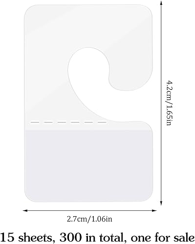 Miniatura 2 de Prudiut Paquete de 300 pestañas para colgar, etiquetas adhesivas para colgar, pestañas adhesivas resistentes, ganchos para colgar para exhibiciones