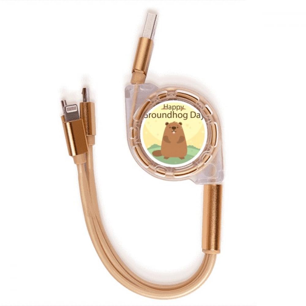 US and Canada Groundhog Day February Charging Cable Retractable Multi USB 3 in 1