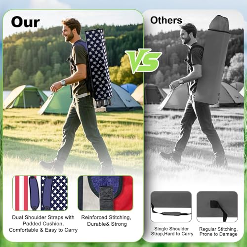Image of VTOY Portable Camping Chair with Canopy - Folding Chair with Canopy, Durable 600D Oxford Canopy Chair for Camping, Beach, Picnics, Fishing & Sports (1 Pack Flag Design)