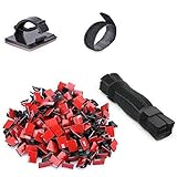 Cable Management - 100 PCS Adhesive Cable Clips + 50 PCS Cable Ties Rantizon Cable Clamp, Wire Clips, Car Cable Organizer, Reusable Fastening Cable Tie Organizer for Laptop, PC, TV, Car