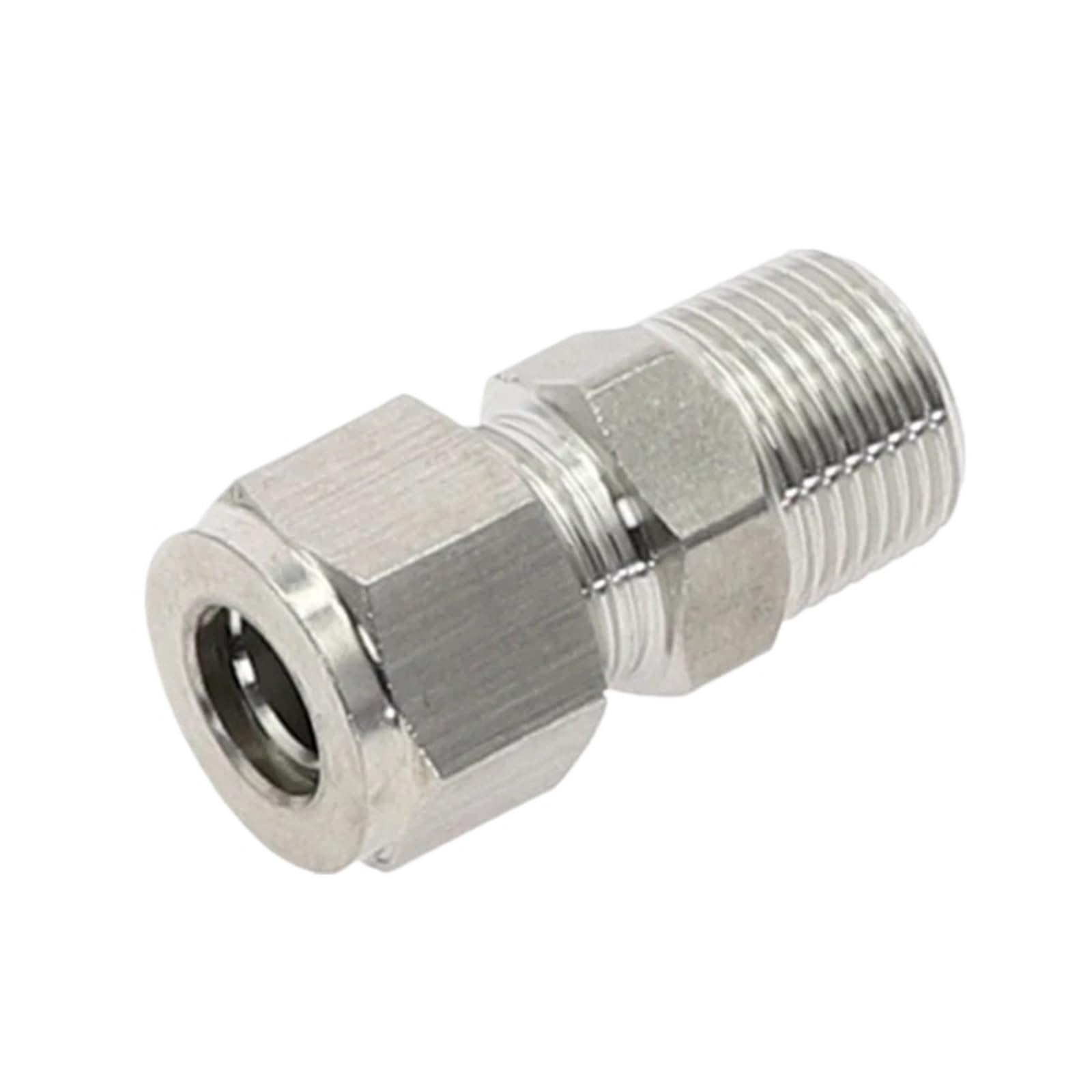 SS304 Stainless Steel Double Ferrule Compression Fitting, Metric Tube to NPT Male Thread Pipe Connector(6mm OD Tube,1/4")