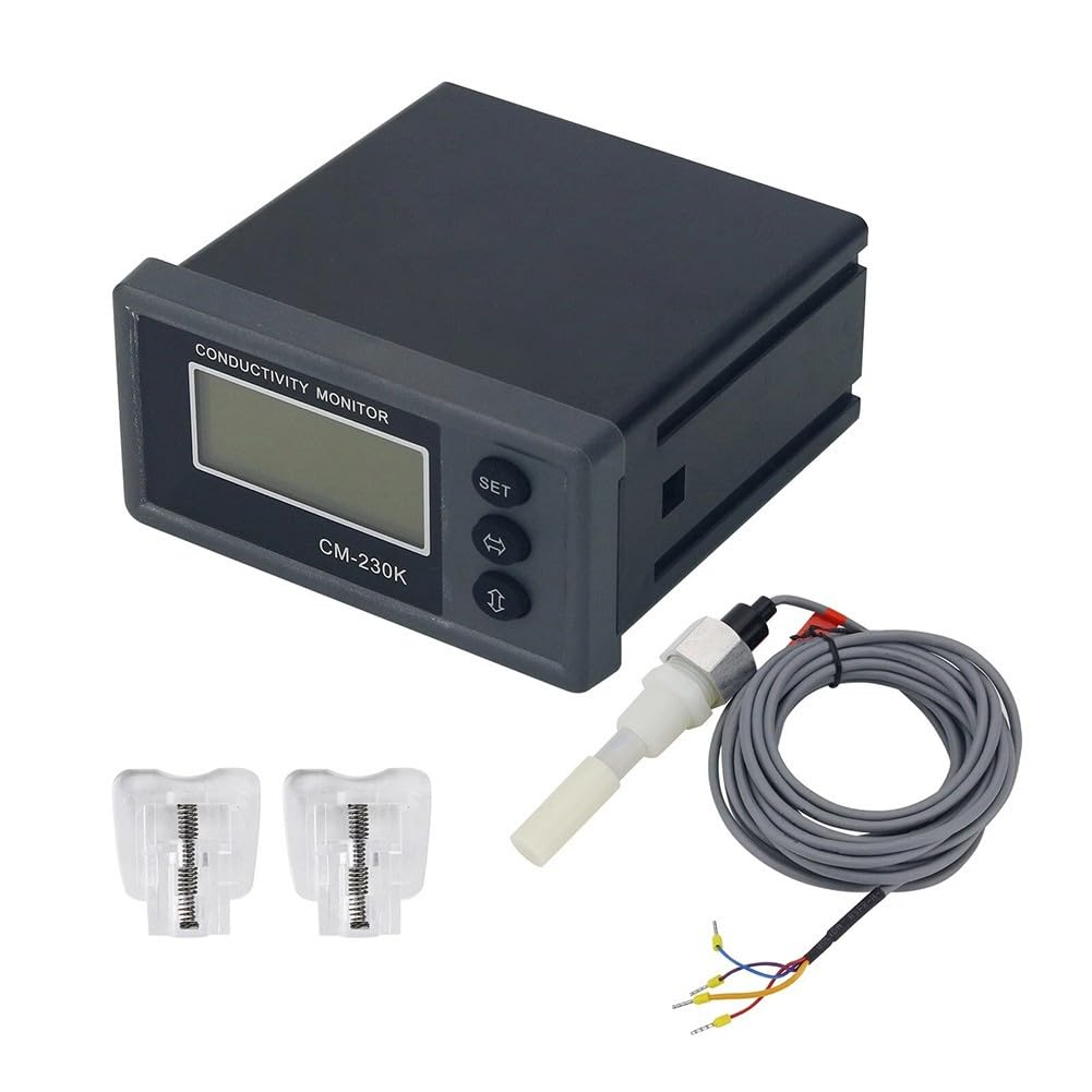 Online Medidor de conductividad CM-230K 0-1999μS/cm Monitor de calidad del agua con control de alarma y electrodo de 5 m para sistema RO