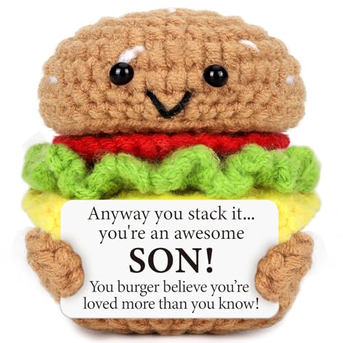 Mini Fathers Day Birthday Gifts for Grandpa from Granddaughter Grandson Handmade Crochet Burger Birthday Gifts for Grandfather Thank You Gift for Papa New Grandfather Bonus from Grandkids