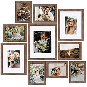 SESEAT Picture Frames Collage Gallery Wall Frame Set with 11×14 8×10 5×7 4×6 Frames in Brown Finishes Set of 10