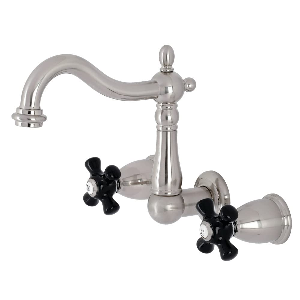 Robinet de salle de bain mural à deux poignées Kingston Brass avec valves en céramique