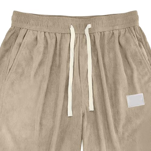 Wide Leg Mens Corduroy Pants Big and Tall Baggy Casual Pants Loose Comfy Drawstring Elastic Waist Sweatpants Fall4
