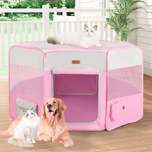 Image of Seiyierr Dog Playpen, Portable Pet Play Pen Foldable Carrying Case, Puppy Pens Outsid for Small Cat Indoor /Outdoor, Removable Mesh Shade Cover