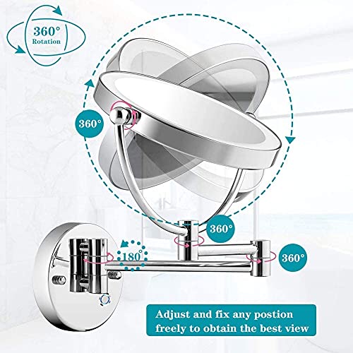 Miroir de maquillage mural extensible pour corriger les défauts d'éclairage et de précision - 5