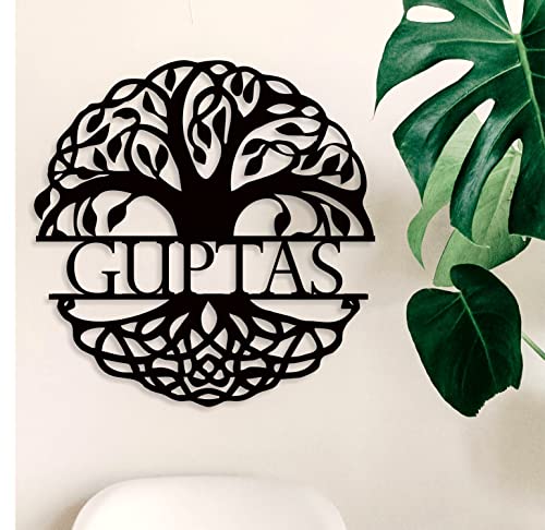 Image of ZOCI VOCI Personalized Name Plate for Home Entrance Outdoor - Acrylic Body, Waterproof | Designer Door Plates for Flat, Bungalow & Apartment - Customized (12 INCH DIA, Bodhi Tree)