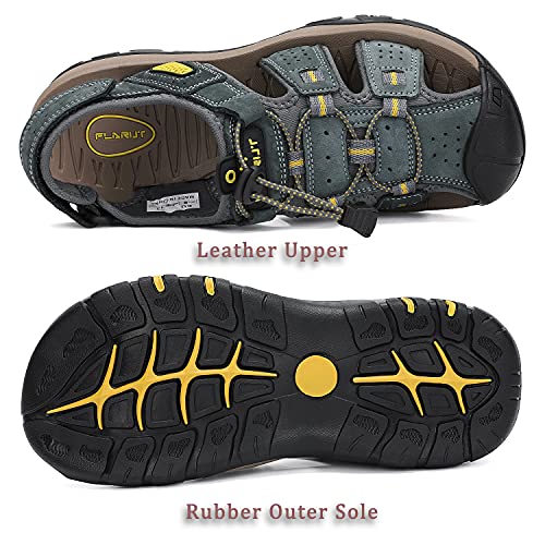 Flarut Men'S Sport Sandals Outdoor Hiking Sandals Closed Toe Leather Athletic Lightweight Trail Walking Casual Sandals Water Shoes thumb #4