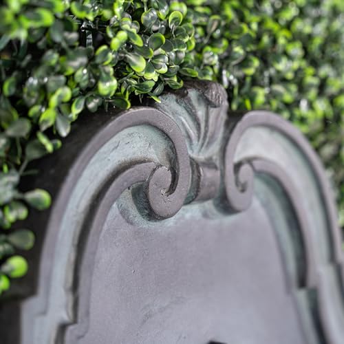 Image of XBrand 29.9 inch Solar-Powered Wall-Mounted Lion Head Fountain, Resin, Outdoor, Gray