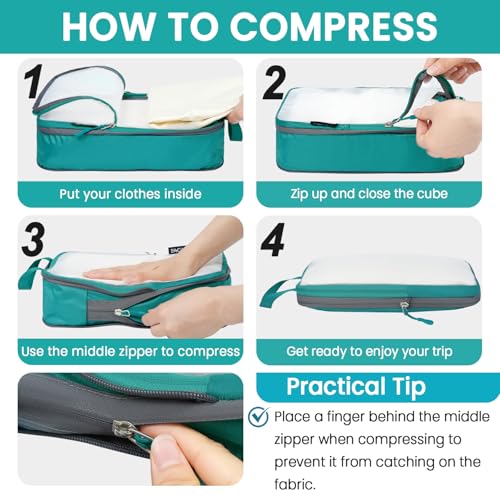 Image of BAGAIL 6 Set Ultralight Compression Packing Cubes Packing Organizer for Travel Accessories Luggage Suitcase Backpack