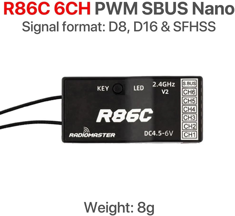 Diagram of R86C V2 receiver specifications