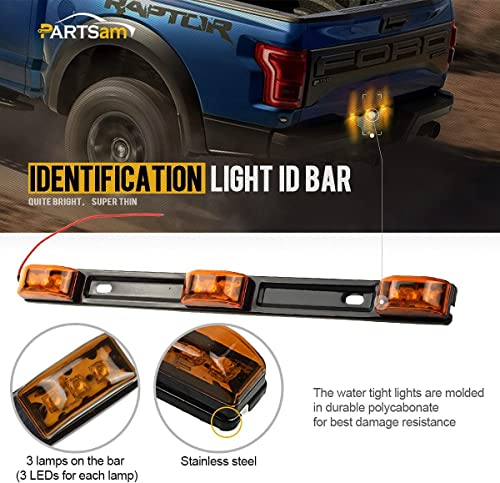 Image of Partsam Amber 12V LED Tow Truck Light Bars, LED Identification Bar Lights Marker Lights, 14.17 inch Amber ID Bar Marker Lights, Truck Trailer Identification Light Bar for Trailers Over 80 inch Wide