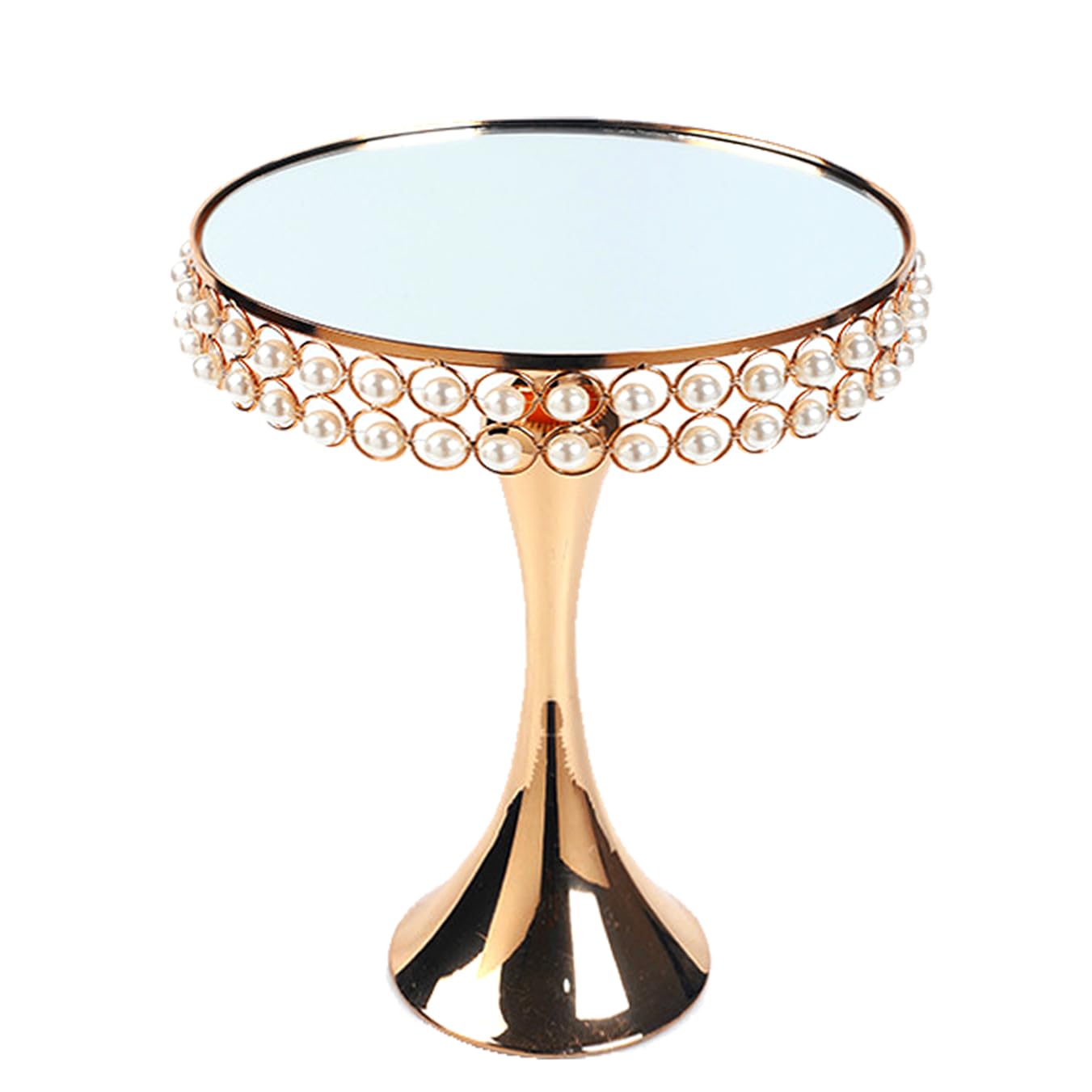 Amazon.com: 10 Inch Round Metal Pearls Cake Display Stand with Mirror ...