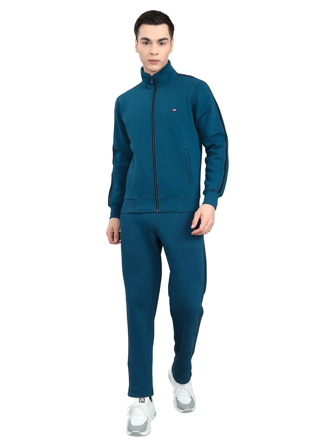Mens Regular Mock Neck Full Sleeves Self Design Tracksuit Black Xl-image-21