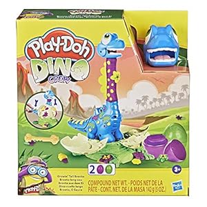 Play-Doh Dino Crew Langnek Bronto-Speelgoeddinosaurus Voor Kinderen Vanaf 3 Jaar Met 2 Play-Doh-Eieren Van Elk 71 Gram