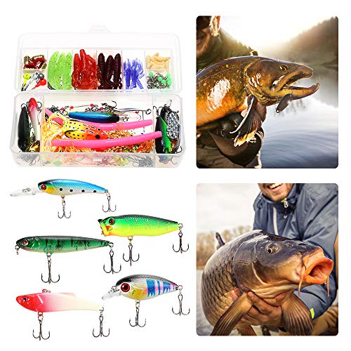 Lixada 112 pcs Conjunto De Isca De Pesca Isca De Pesca Kit Engrenagem Spinnerbaits Worms Jig Ganchos