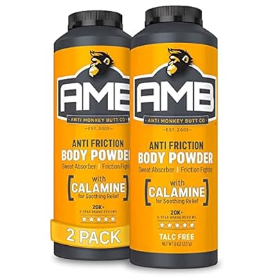 Anti Monkey Butt Body Powder for Women & Men - Talc-Free - Hypoallergenic Formula for Anti-Chafing & Anti-Itch Relief - Absorbs Sweat & Fights Friction with Calamine - 8 oz Pack of 2