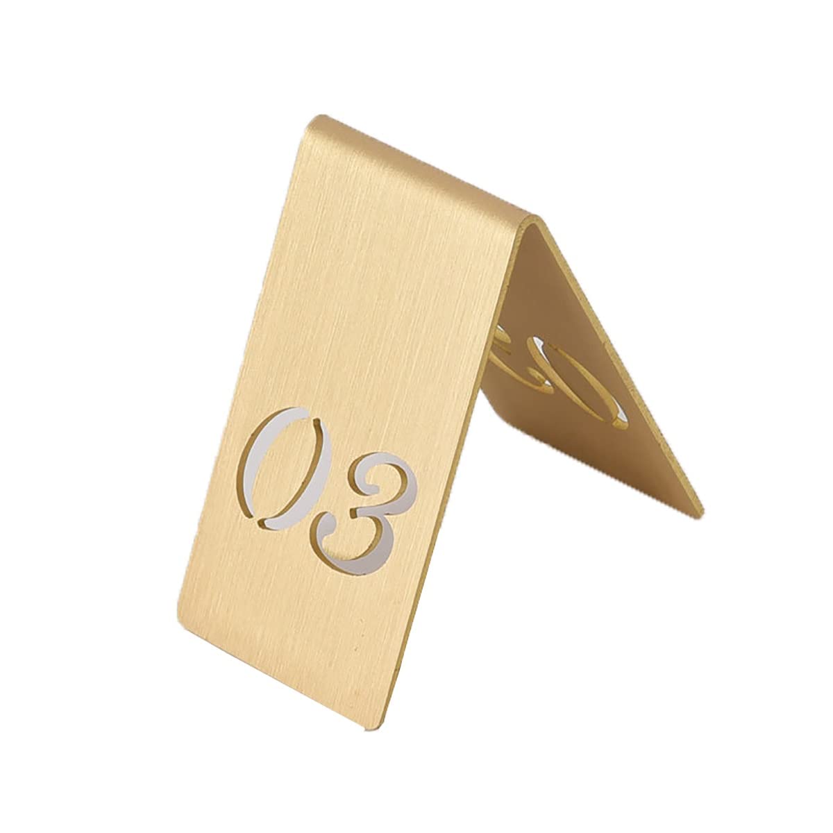 SaryEdge Brass Tent Style Table Numbers Restaurant, Cutout Vertical Brass Number Plate, 40á65mm Stackable Place Cards Wedding Reception Restaurant Party Cafes,