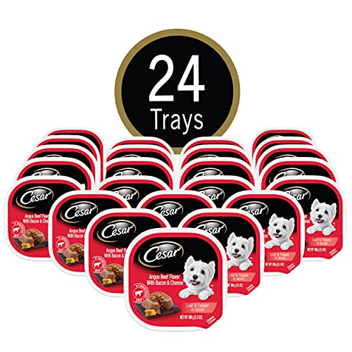 CESAR Soft Wet Dog Food Loaf & Topper in Sauce Angus Beef Flavor with Bacon & Cheese, (24) 3.5 oz. Easy Peel Trays - Image 3