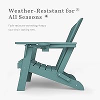 Vista 7 de Sillas plegables Adirondack con portavasos, juego de 4 sillas de plástico HDPE para exteriores, resistentes a la intemperie, aspecto de madera real