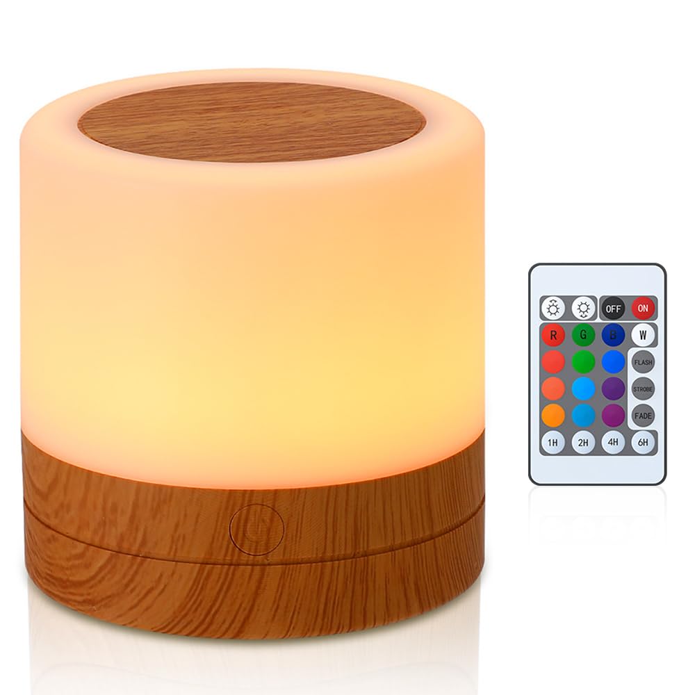 Lampara Mesita Noche LED Táctil, RGB Luz Nocturna Infantil Recargable USB, Memoria y Brillo Ajustable, Lamparas de Mesita de Noche para Dormitorio y Sala de Estar