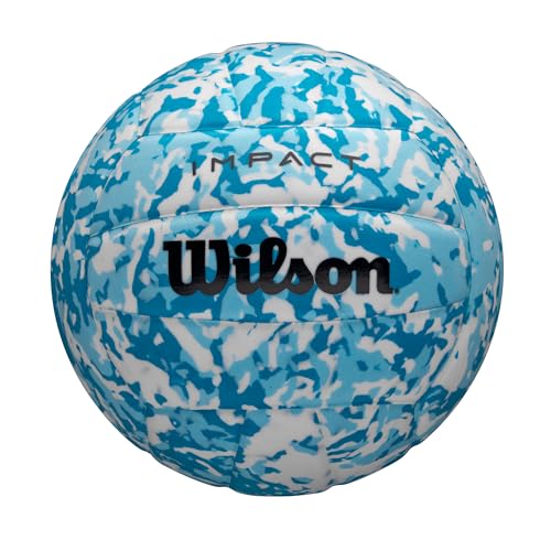 Wilson Balón de Voleibol Impact Gen Green, Elaborado Expertamente con una Vejiga de Bloqueo de Presión y una Cubierta EVA Sostenible, Excelente para Uso Interior, Color: Azul/Blanco, Tamaño Oficial