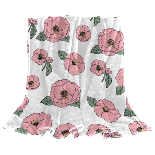 Couverture Polaire Fleur 150x200cm pour Canapé et Lit de Chambre