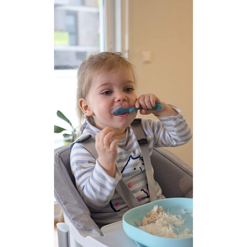 Assiette Ventouse BÉABA 100% Silicone, Bleu, Compatible Micro-onde