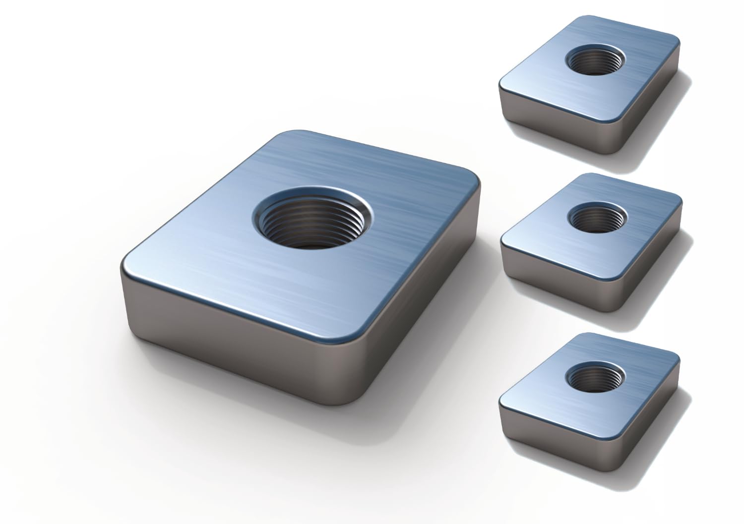 Tuerca corredera de acero inoxidable V2A, M6/M8, para perfiles de aluminio y baca de 21 mm, 20 mm, 15 mm (4, M6 (15 x 20 x 4,5 mm)