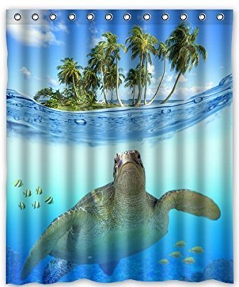 KXMDXA Sea Turtle Blue Ocean Undersea World Waterproof Polyester Bath Shower Curtain Size 66x72 Inch