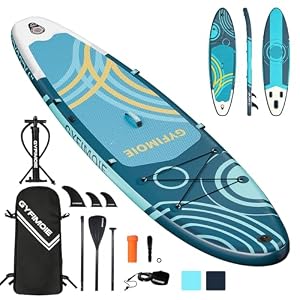 Stand Up Paddling Board mit Allem Zubehör,335 cm Board für 2+1 Personen/Familien, Aufblasbar Standup Paddle Board Komplett Set Tragetasche Paddel Finnen Luftpumpe Leash Repair Kit (Türkisfarbene