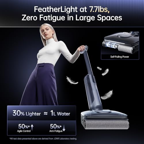 Image of JONR H2 Pro Cordless Wet Dry Vacuum Cleaner, Self-Cleaning, Black | 20000Pa Suction, 180 Degree Lie-Flat, Warm Water Cleaning, Hot Air Drying, Odor-Free Design, 45min Runtime