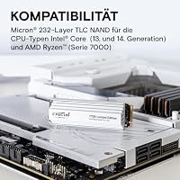 Crucial T705 2TB M.2 NVMe PCIe 5.0 x4 Gen5 mit weißem Kühlkörper, bis zu 14.500 MB/s Lesen, 12.700 MB/s Schreiben, für Desktop PC, TLC NAND, Interne Solid State Drive - CT2000T705SSD5A – Ansicht 6