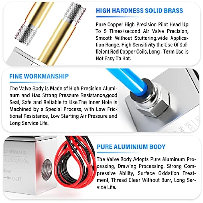 TAILONZ PNEUMATIC 1/4 Inch NPT 12V 2 Position 2 Way Normally Closed Electric Solenoid Air Valve 2v025-08 Outlet Wire DC12V 1/4"NPT/Out of line 상세이미지 3
