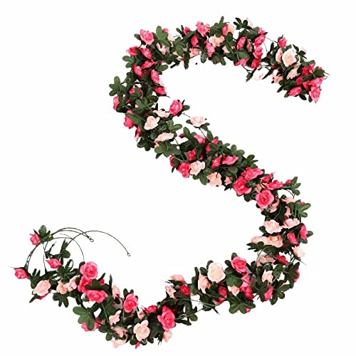 Aoleytech 5-pack 40ft kunstmatige rozenwijnstokken, kunstmatige rozenslingers, kunstmatige rozen bloem opknoping, thuis hotel kantoor bruiloft feest tuin deco..