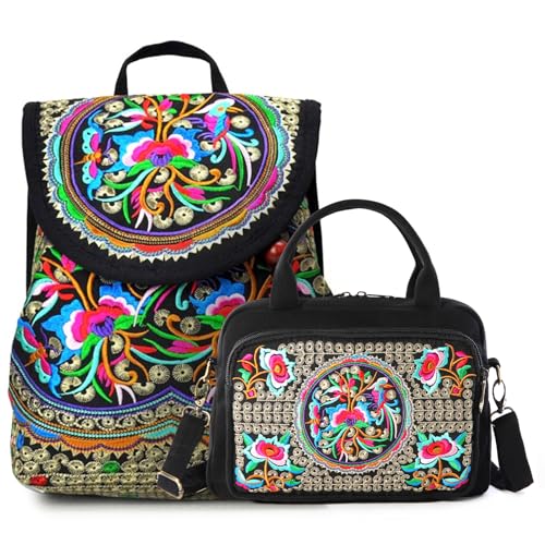 Goodhan Embroidered Backpack Purse and Crossbody Bags Handbags, 2 Pack